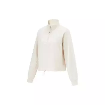 Li-Ning Женская толстовка Fitness Series Solid Color Half-molny Standneck Loose Sweatshirt Gravel-Gray AWDU124-4 L