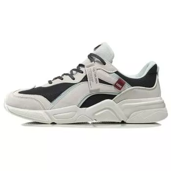 Li Ning Zhu Длинные Тканевые Амортизирующие Нескользящие Износостойкие Легкие Низкие Спортивные Повседневные Туфли Мужские Кроссовки Белые Черные AGCR377-6 41