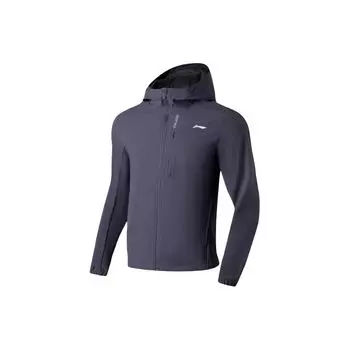 Li-Ning Zipper Printed Logo Warm Hooded Casual Sports Jacket Men Jacket Dark-Blue AFDT001-2 XL