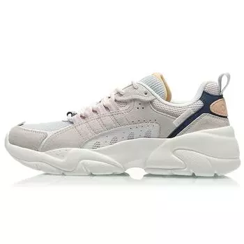 Li Ning Zui Yue Ткань ТПУ амортизация нескользящая износостойкая низкая спортивная повседневная обувь женские кроссовки серо-белые AGLQ248-3 37