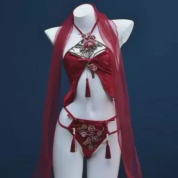 Lianxiang Сексуальная Пижама на шнуровке в старинном стиле для женщин One Size