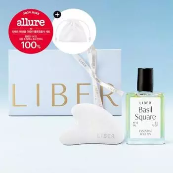 Liber Essential Aroma Oil Roll-on & Gua Sha Set Basil Square, сосновое дерево
