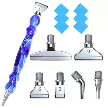 LIBIFUN Металлические нити наконечники алмазная живопись ручка набор алмазная художественная ручка 6 наконечников 6 клей глина 5D алмазная живопись аксессуары инструменты для DIY ремесла удобный синий