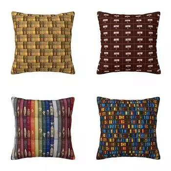Библиотека Книга Наволочка Деревянная Карточка Кровать Молния Летний Кавайный Чехол 40x40cm