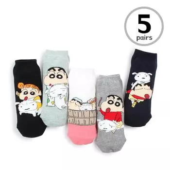 Лицензионные носки с низким вырезом Crayon Shin Chan, 5 пар, Япония, мультфильм, аниме, детская мода, PA15 22cm-25cm