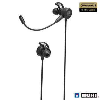 Лицензированная игровая гарнитура Hori с микшером для Nintendo Switch Black Switch Online голосовой чат [продукт Nintendo] внутриканальные [совместимые с Nintendo] чёрный
