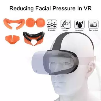 Лицевой интерфейс лицевая накладка для гарнитуры Meta Quest 3 аксессуары VR лицевая подушка накладка чехол фитнес лицевой интерфейс пена замена оранжевый