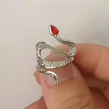 Личное кольцо с коброй в обертке из синего камня, регулируемое открытое кольцо для женщин, креативное кольцо серебряного цвета, очаровательные ювелирные изделия синий