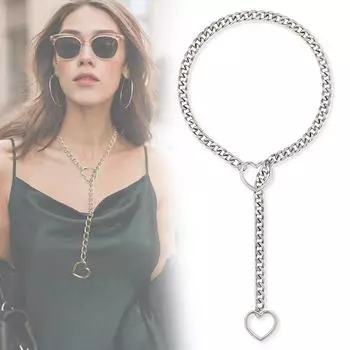 Личное панк-хип-поп ожерелье для косплея, унисекс, цепочка из сплава, серебристое регулируемое колье, кулон в форме сердца, ювелирный аксессуар, реквизит, подарок