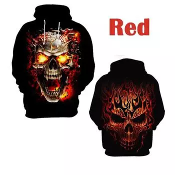 Личность Череп Толстовки Мода Готика 3D Толстовка Повседневный Длинный Рукав Harajuku Пуловер XL