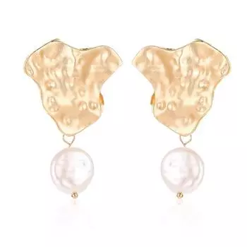 Личность Геометрические Нерегулярные Серьги Плиссированные Металлические Серьги-гвоздики Модные Аксессуары ADM