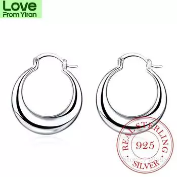 Личность Гипербола 100% стерлингового серебра 925 пробы простые гладкие лунные большие серьги-кольца для женщин стерлинговое серебро - ювелирные изделия Pendientes