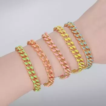 Личность хип-хоп капельного цвета масла кубинский браслет-цепочка в богемном стиле