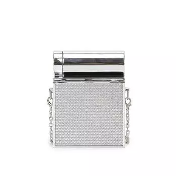 Личность Креативная Металлическая Маленькая Сумка 2025 Новая Европейская и Американская Мода Нишевая Сумка Через Плечо Женская Цепочка Кроссбоди Сумка-Коробка для Сигарет белый