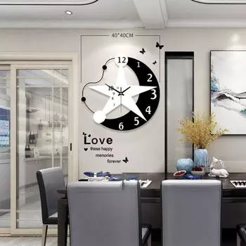 Личность, мода, искусство, звезда, луна, кварцевые настенные часы, бесшумное движение, спальня, гостиная, дом T6036A-32