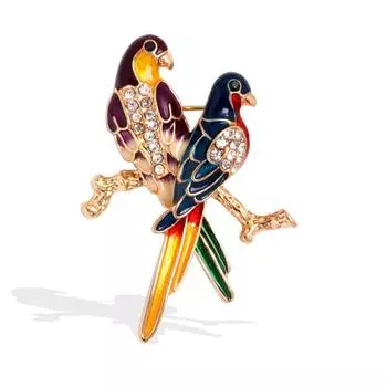 Личность Мода Милые Две Броши Попугай для Женщин Унисекс Птицы Булавки Доступны Офисные Вечерние Аксессуары Подарки чёрный