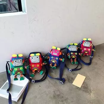 Личность мультфильм робот холст монет кошелек креативный милый плюшевый сумка через плечо странный мальчик и девочка мобильный телефон сумка