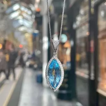 Личность Небесно-Голубой Маркиз Цирконий Подвеска Ожерелье Роскошные Модные Женские Аксессуары Для Шеи Вечерние Элегантные Ювелирные Изделия 45cm