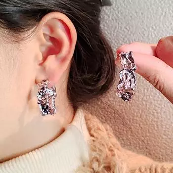 Личность Необычные Металлические Серьги Темперамент Холодный Стиль Серьги Уличная Съемка Модные Украшения Для Ушей Женщины