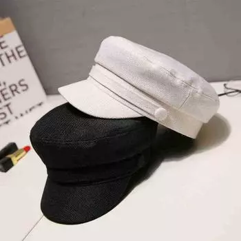 Личность Осень Лето Женщины Плоская Кепка Береты Темно-синие Шляпы Восьмиугольная Кепка серый