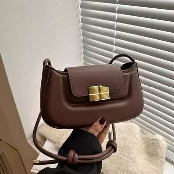 Личность Отступ Тенденция Мода Сумка-мессенджер Темперамент Простая сумка через плечо Ниша Универсальная сумка подмышкой Прилив коричневый