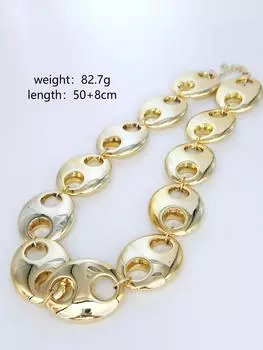 Личность Преувеличенная Толстая Цепочка Свиной Нос Сращивание Большое Ожерелье Модный Темперамент Расширенный Чувство Ключица Цепочка Женский золотой