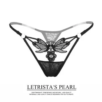 Личность сексуальное нижнее белье стринги для женщин прозрачное кружевное нижнее белье бикини цветы бабочки трусы бикини one size