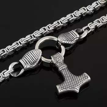 Личность скандинавской мифологии, нержавеющая сталь, викинг, голова змеи, громовой молот, кулон, ожерелье, мужские ювелирные изделия из нержавеющей стали 40