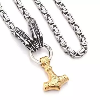 Личность Взрыв Мужская Северная Викинг Нержавеющая Сталь Ядовитый Дракон Дракон Дракон Дракон Питьевое Ожерелье Императорская Цепочка Король 40