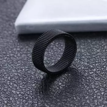 Личность в стиле панк Серебряное модное черное сетчатое кольцо обручальное кольцо из нержавеющей стали black-10