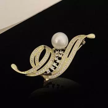 Личность Жемчуг Золотой Цвет Цветочные Броши Для Женщин Пальто Ювелирные Изделия Аксессуары 1pc