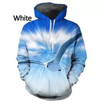 Личность Животное Чайка Толстовки Мода 3D Толстовка Повседневный Длинный Рукав Harajuku Пуловер 5XL