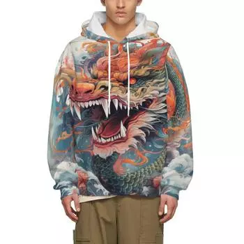 Личность Животное Дракон 3D Печатный Длинный Рукав Толстовка Мужская Толстовка Уличная Одежда Пуловер Повседневная Куртка Спортивный Костюм XL