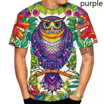 Футболка с принтом «Сова» в виде животного, высокое качество, короткий рукав