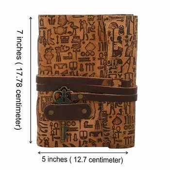 Личный дневник/блокнот ручной работы в кожаном переплете с антикварной латунной ключницей для мужчин и женщин, простой винтаж. Размер 7x5 дюймов 7 x 5 in коричневый