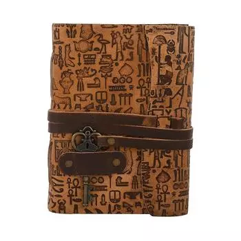 Личный дневник/блокнот ручной работы в кожаном переплете с антикварной латунной ключницей для мужчин и женщин, простой винтаж. Размер 7x5 дюймов 7 x 5 in коричневый