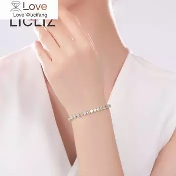 Licliz модный прозрачный желтый циркониевый кристалл теннисный браслет для женщин Cz кристалл белый золотой цвет коробка цепочка ювелирные изделия 19cm