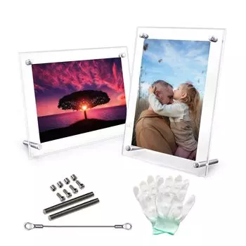 LIDCOM Акриловое фото Акриловое фото Акриловая подставка для картин и настенное крепление Акриловое фото Прозрачный настольный дисплей Фото Награда Юбилей Акриловое фото