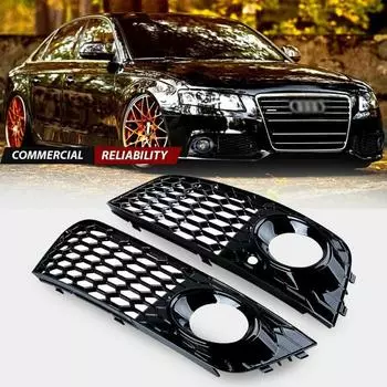 Лидер продаж, 1 пара автомобильных передних нижних решеток, сотовая решетка лампы, световая рамка, совместимая для A4 B8 A4l чёрный