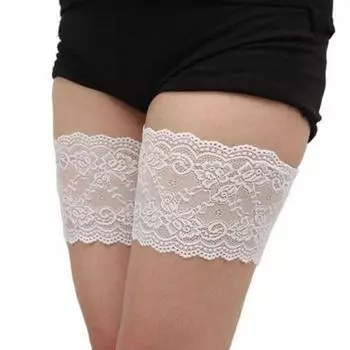 Лидер продаж, 1 шт., сексуальные женские кружевные эластичные повязки на бедра с цветочным принтом, тонкие гетры, манжеты A(42-44cm) белый