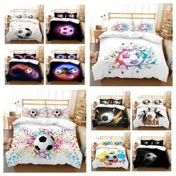 Лидер продаж 3D футбольная картина пододеяльники Высокое качество Постельное белье King Double Size Дышащие украшения для спальни Наборы постельных принадлежностей UK Single 135x200cm