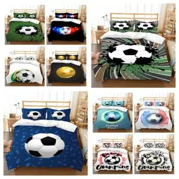 Лидер продаж 3D футбол окрашенный пододеяльник наборы пожарного домашнего постельного белья творческий принт покрывало одеяло пододеяльник человек наволочка один двойной король UK Single 135x200cm