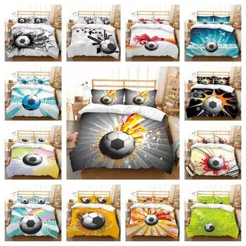 Лидер продаж 3D крутой комплект футбольной кровати, пододеяльники, удобный пододеяльник, домашний декор для спальни, постельное белье, наволочка из микрофибры UK Single 135x200cm
