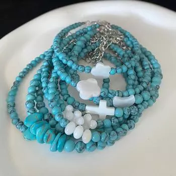 Лидер продаж 4 мм бирюзовый крест кулон браслет религиозные христианские эластичные браслеты ювелирные изделия