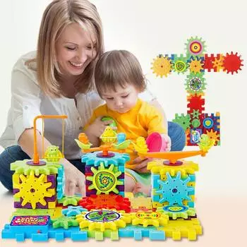 Лидер продаж, 81 шт., электрические шестерни, 3D-головоломка, модель, строительные наборы, пластиковые кирпичные блоки, развивающие игрушки для детей, рождественские подарки 81PCS