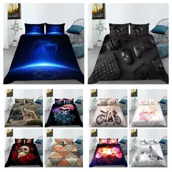 Лидер продаж, чехол Duver, костюм с животным узором, комплект постельного белья с узором черепа, домашний текстиль, мужской и женский одноместный размер, покрывало на кровать UK Single 135x200cm