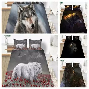 Лидер продаж, домашнее постельное белье с 3D принтом волка для девочек, женщин и детей, полный мягкий пододеяльник с наволочкой Single 135x200cm