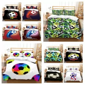 Лидер продаж, футбольный чехол для кровати с домашним текстилем, футбольный подарок с принтом, чехол для постельного белья, костюм с наволочкой, роскошный домашний декор UK Single 135x200cm