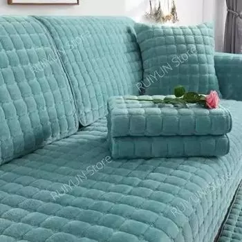 Лидер продаж, клетчатый фланелевой коврик для дивана, полотенце, зимний утолщенный чехол для дивана для гостиной, однотонный нескользящий чехол для дивана, чехла, протектор 1Pc 70x70cm