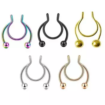 Лидер продаж, кольцо в носу из нержавеющей стали, u-образное украшение для тела, обруч, красивый поддельный пирсинг, пирсинг носа SilverB